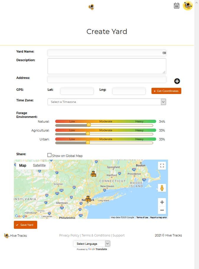 Hive Tracks Create Yard screen capture