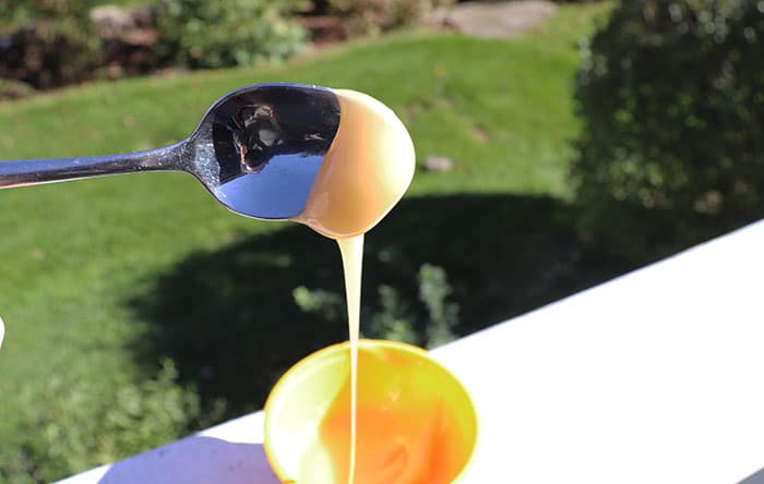Creamed honey on a spoon