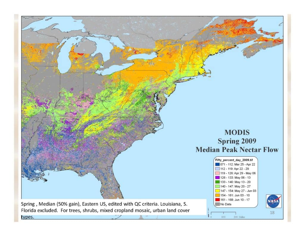 2009 Median Peak Nectar Flow NASA map